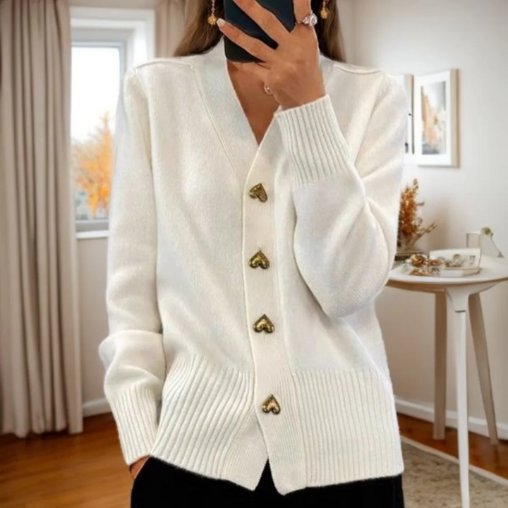 Adele - Elegant Heart Button Cardigan