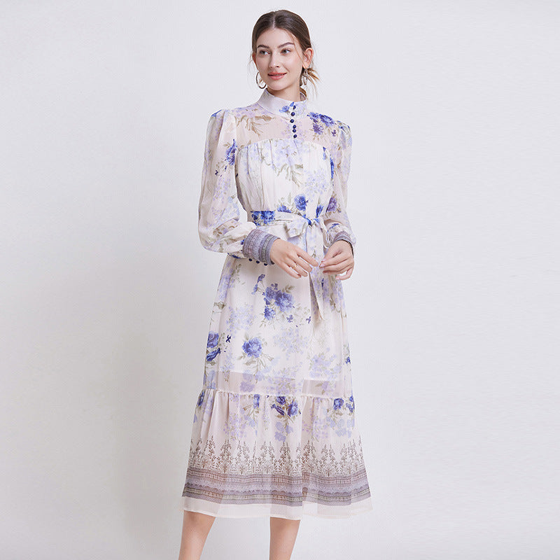 Sarah - Elegant Floral Chiffon Dress