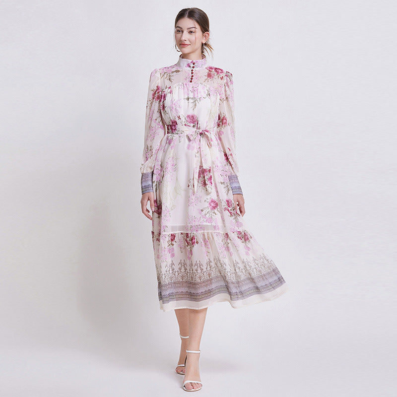 Sarah - Elegant Floral Chiffon Dress