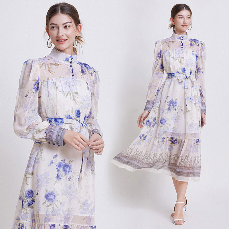 Sarah - Elegant Floral Chiffon Dress