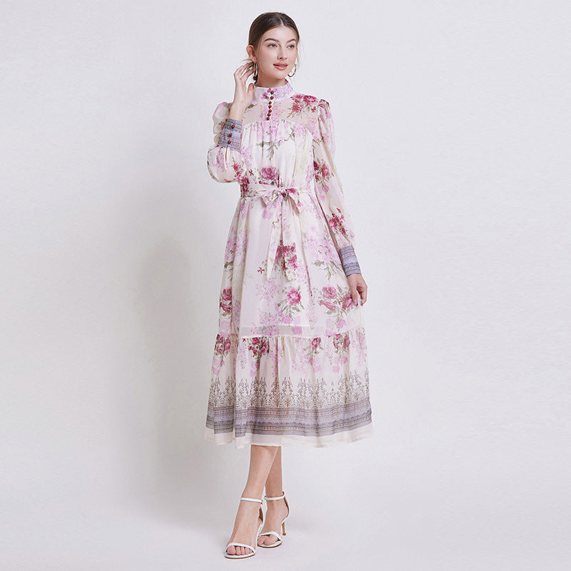 Sarah - Elegant Floral Chiffon Dress