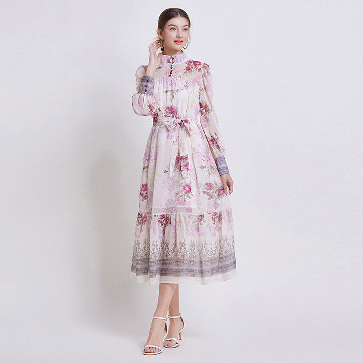 Sarah - Elegant Floral Chiffon Dress