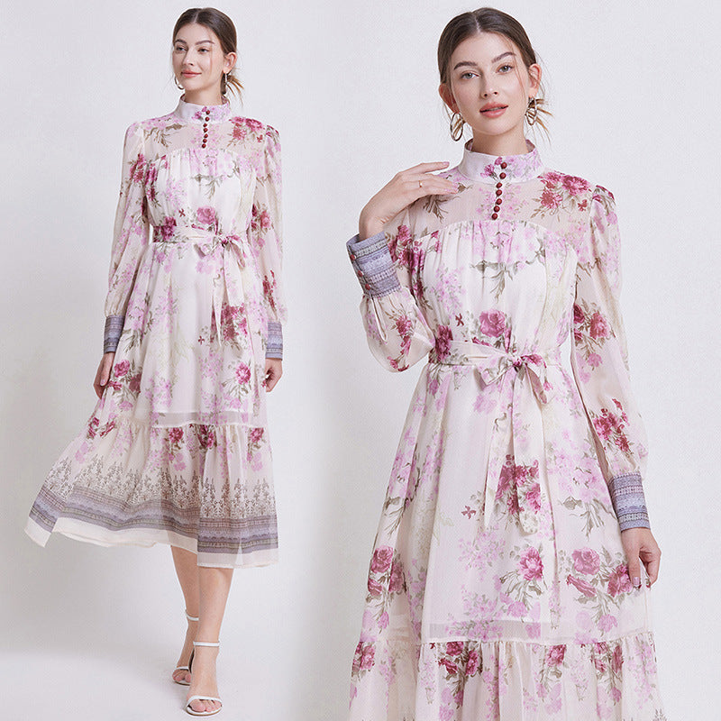 Sarah - Elegant Floral Chiffon Dress