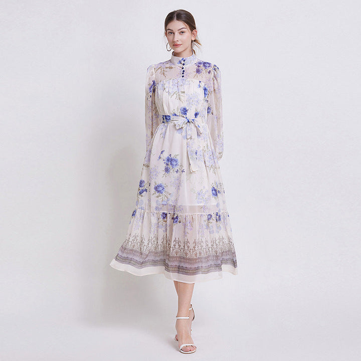 Sarah - Elegant Floral Chiffon Dress