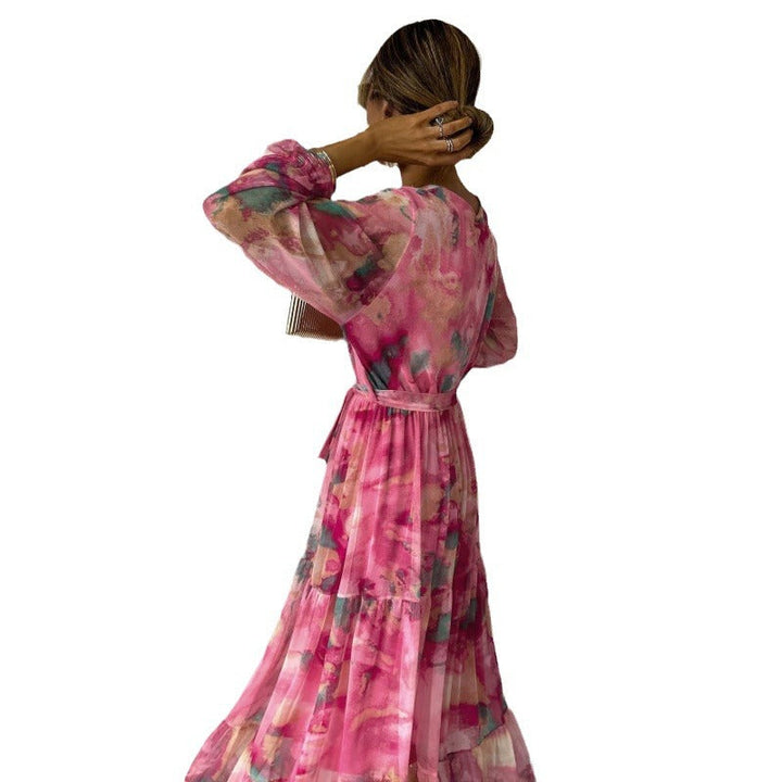 Nyla – Elegant Floral V-Neck Dress