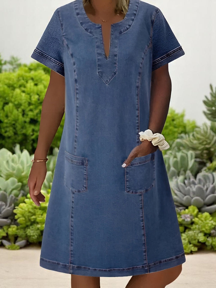 AURELIA – WOMEN’S SHORT SLEEVES SOFT DENIM DRESS