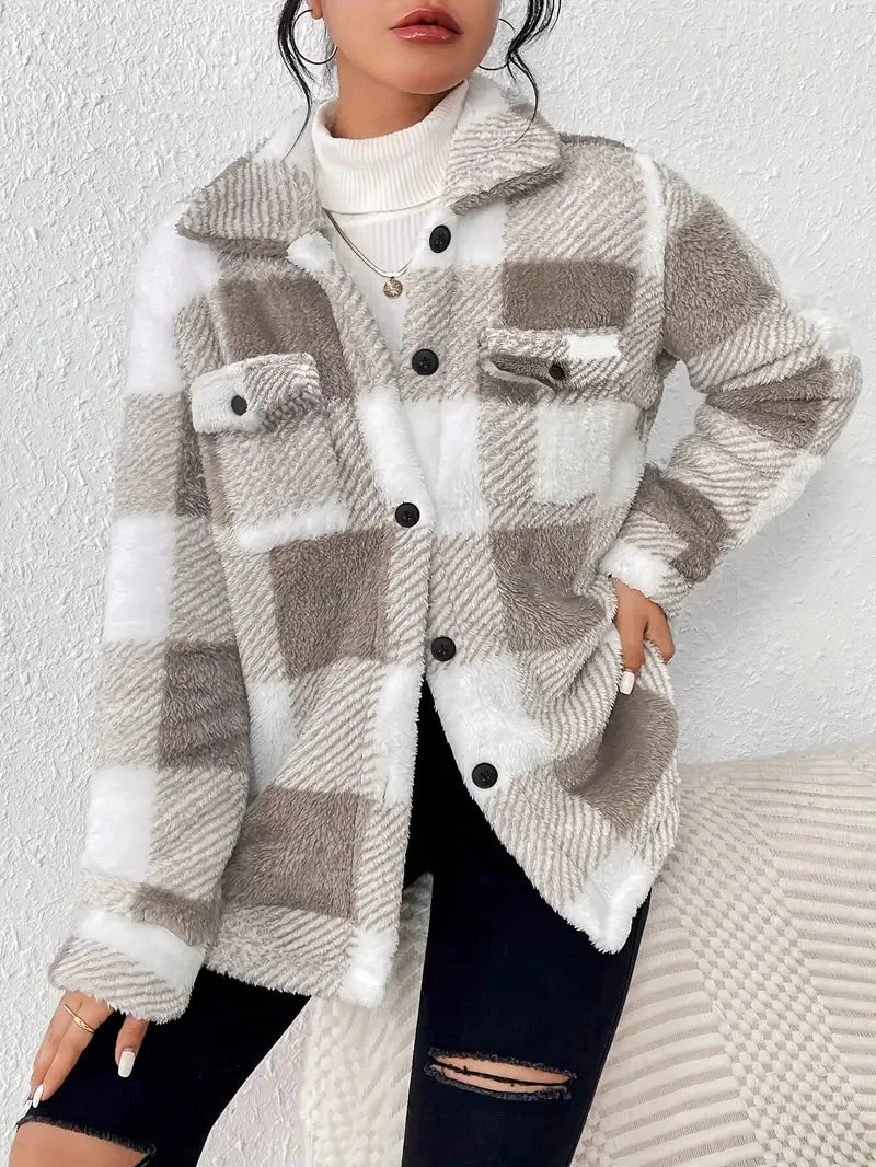 AURILENNE – STYLISH PLAID FLEECE JACKET