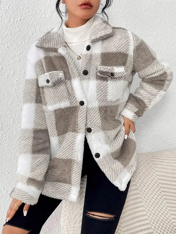 AURILENNE – STYLISH PLAID FLEECE JACKET