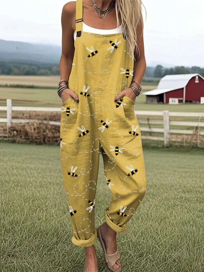 AURAYA – WOMEN'S SUMMER DUNGAREES WITH PLAYFUL PRINT
