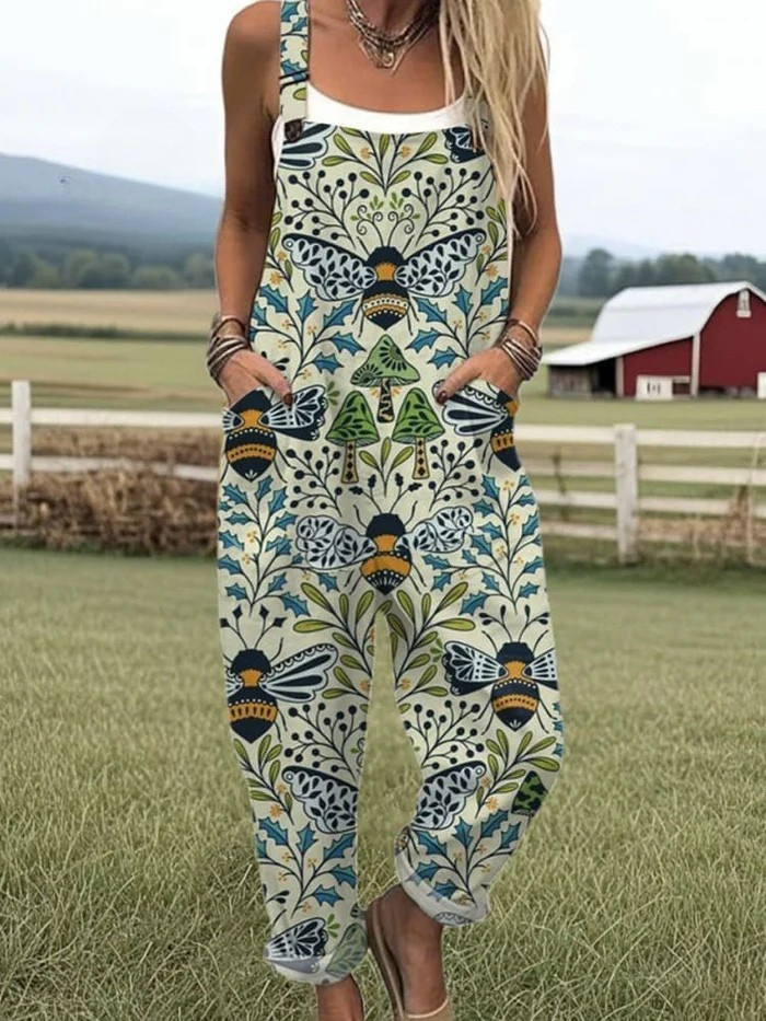 AURAYA – WOMEN'S SUMMER DUNGAREES WITH PLAYFUL PRINT