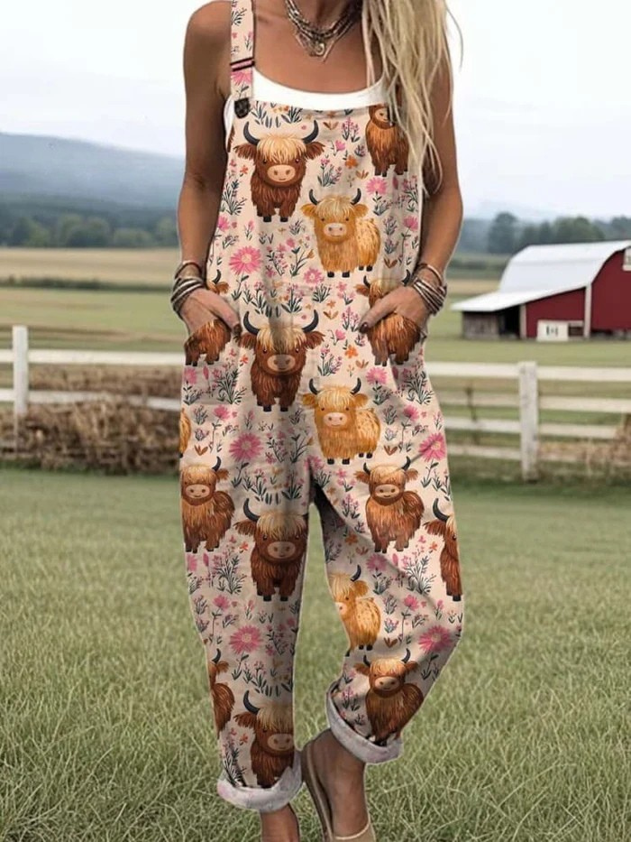 AURAYA – WOMEN'S SUMMER DUNGAREES WITH PLAYFUL PRINT