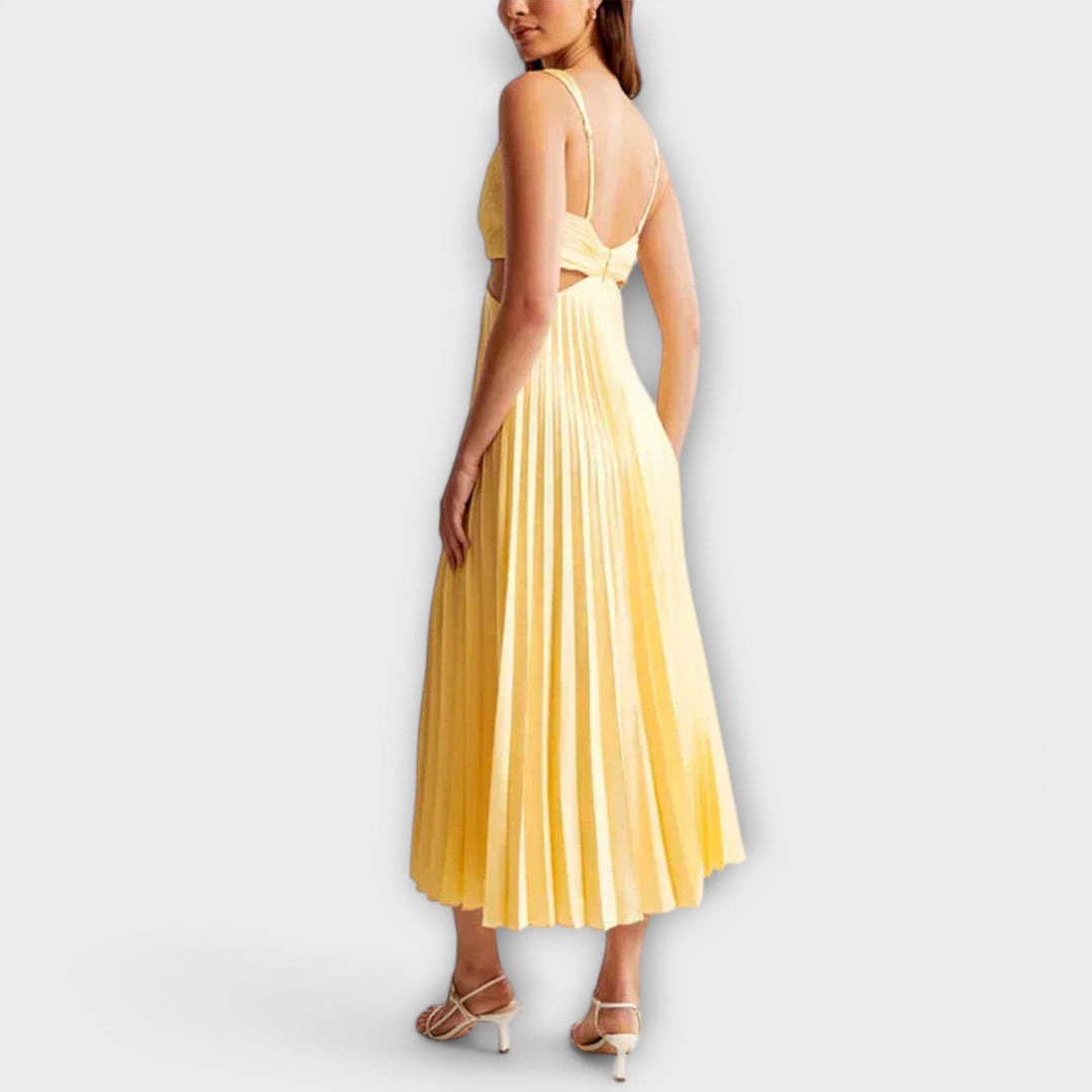 Elegant midi evening dress with pleating