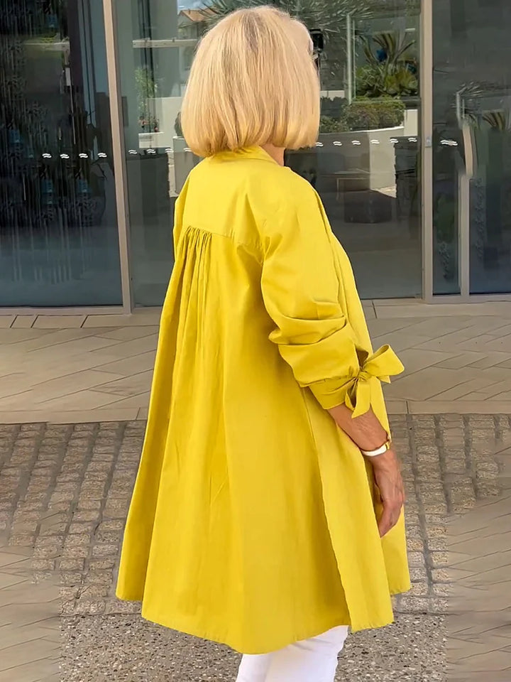 Elliora - Gathered Back Cotton Shirt Jacket