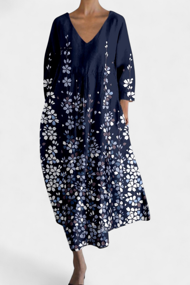 ALYRINE – COMFORTABLE V-NECK DRESS