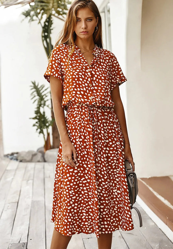 NAYIRA – RELAXED BUTTON-UP MIDI DRESS