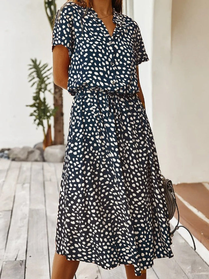 NAYIRA – RELAXED BUTTON-UP MIDI DRESS
