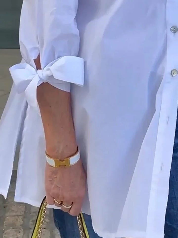 Elliora - Gathered Back Cotton Shirt Jacket