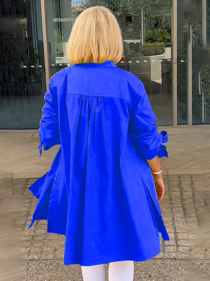 Elliora - Gathered Back Cotton Shirt Jacket