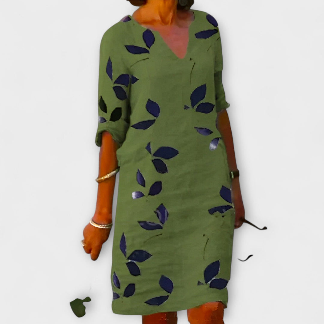 NOOR – LEAF PRINT FLOW DRESS