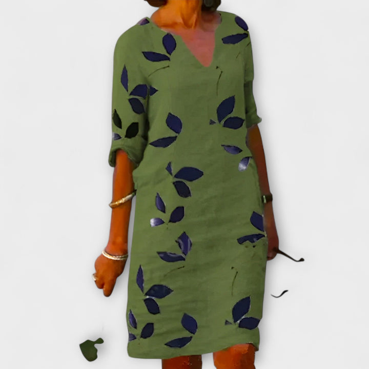 NOOR – LEAF PRINT FLOW DRESS