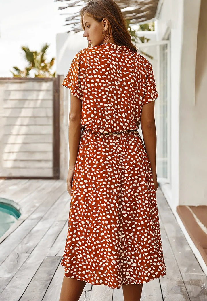 NAYIRA – RELAXED BUTTON-UP MIDI DRESS