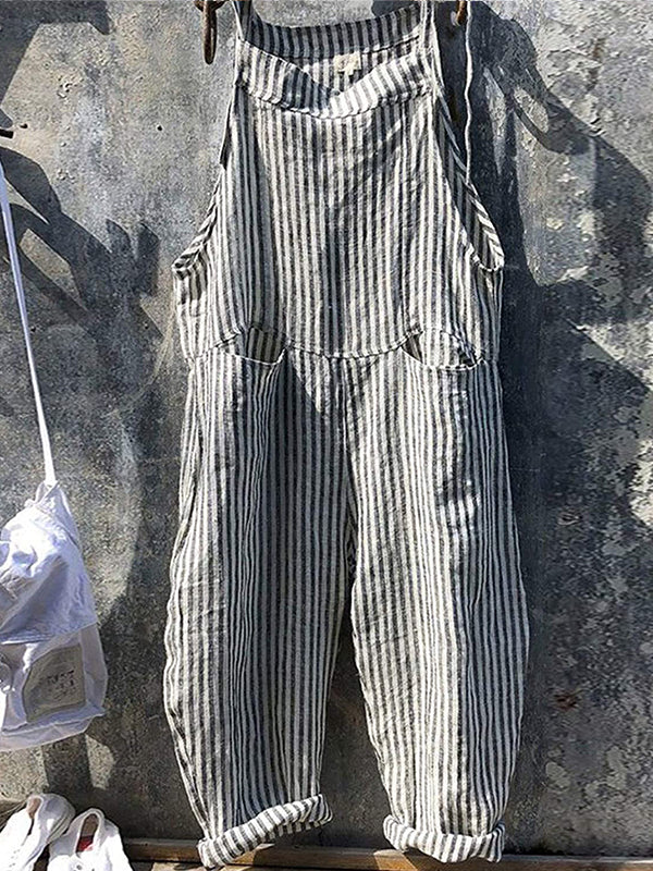 Striped Overall in Linen and Cotton