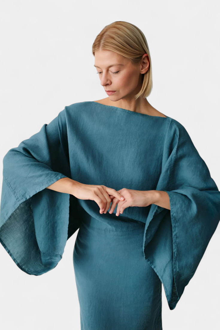ZAYANA – STYLISH LINEN & COTTON KIMONO DRESS