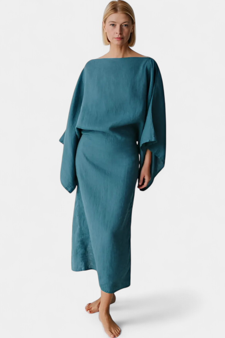 ZAYANA – STYLISH LINEN & COTTON KIMONO DRESS