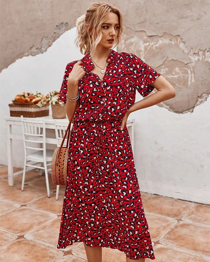 NAYIRA – RELAXED BUTTON-UP MIDI DRESS