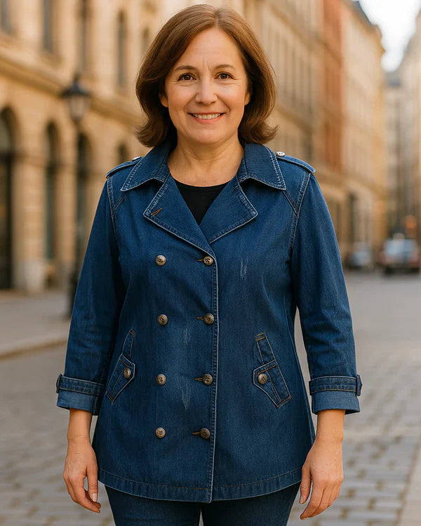 AZRIANYA – STYLISCHER DENIM-CAPE-MANTEL