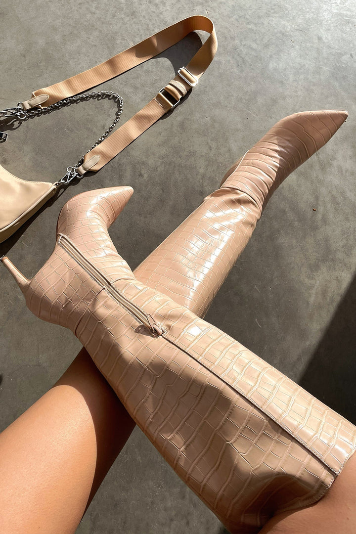 Layla - Bone Knee-High Boots