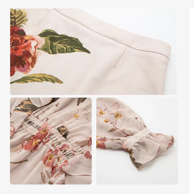 Romilly | Lace-Up Dress with Floral Print