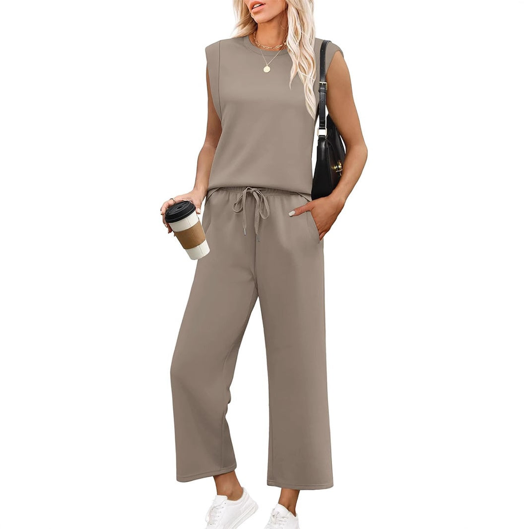 AVALINA – CASUAL SLEEVELESS TOP & WIDE CROPPED PANTS